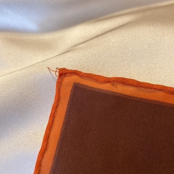 VTG 60 70 Jim Renoir Geometric Print Brown Burnt Orange Large Square scarf - Picture 15 of 16